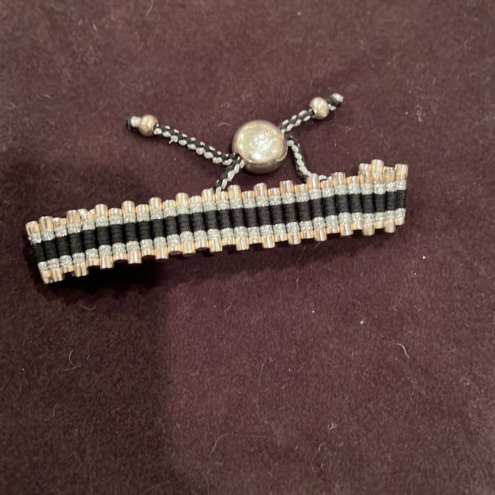 Links of London Sterling Silver with gold silver and black friendship bracelet